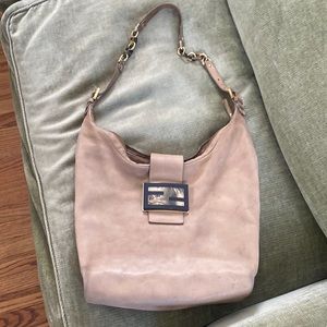 Used FENDI beige/tan one strap bag with tortoise and gold hardware